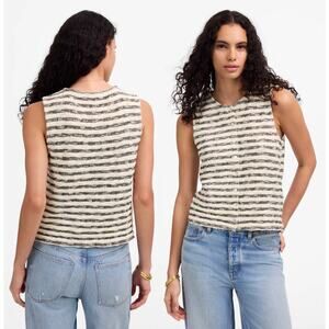 Madewell | NWT Crewneck Sweater Vest in Stripe Natural | Sz S